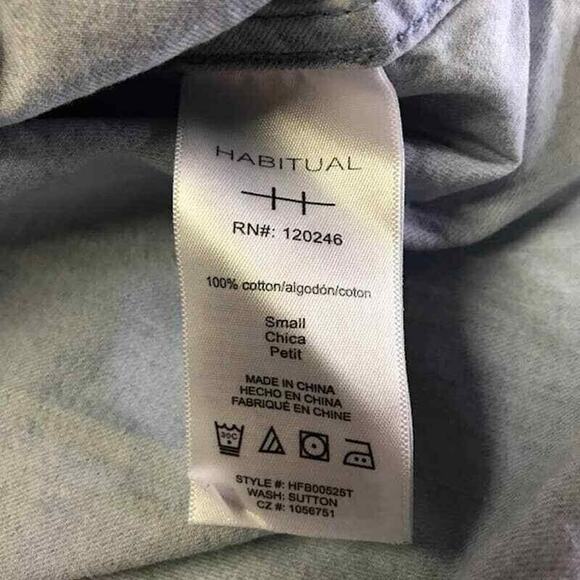 Habitual Rowan Button Down Top S Collared Long Sleeve Cotton Lightwash Womens - Picture 6 of 7